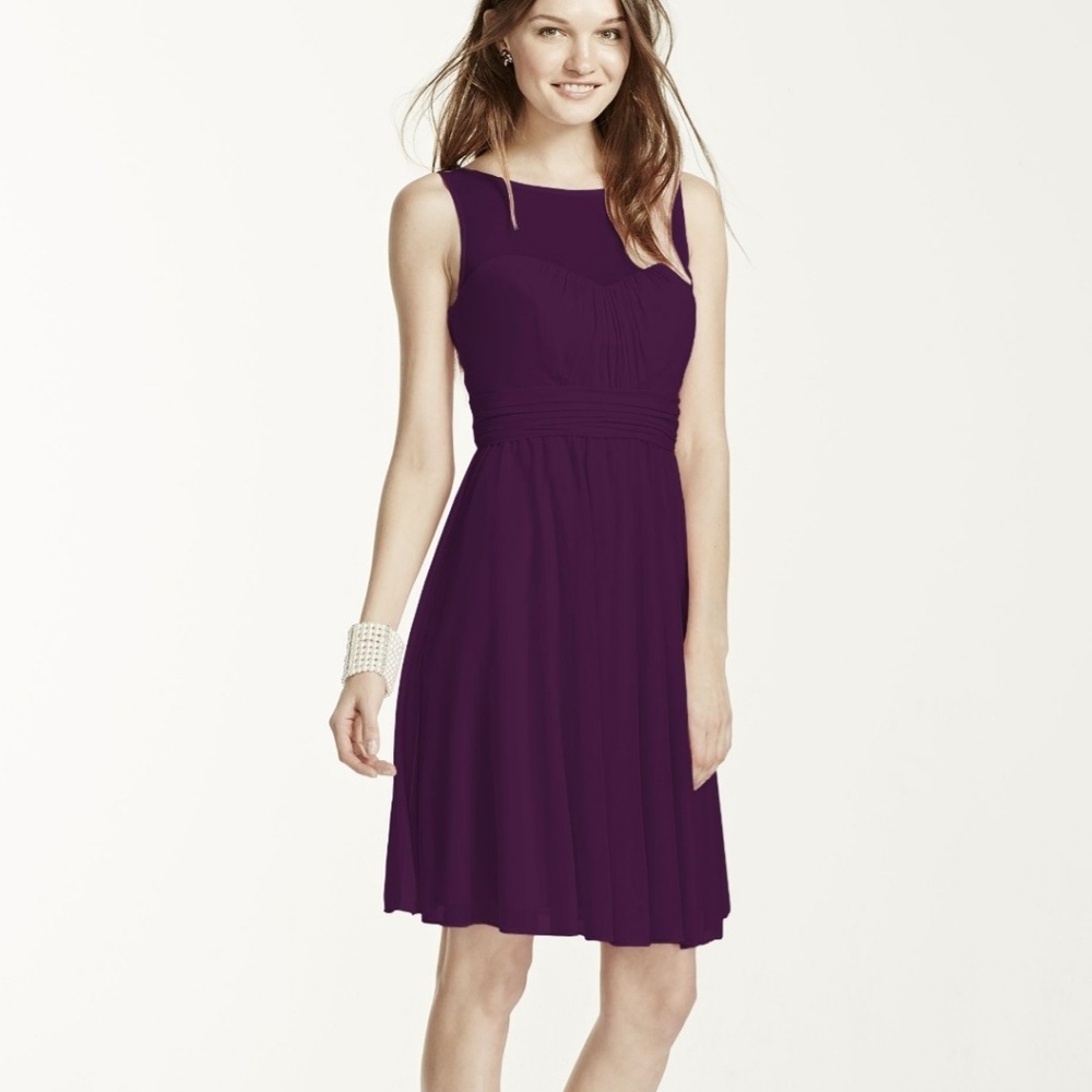 Purple dress sweet heart neckline with mesh top
